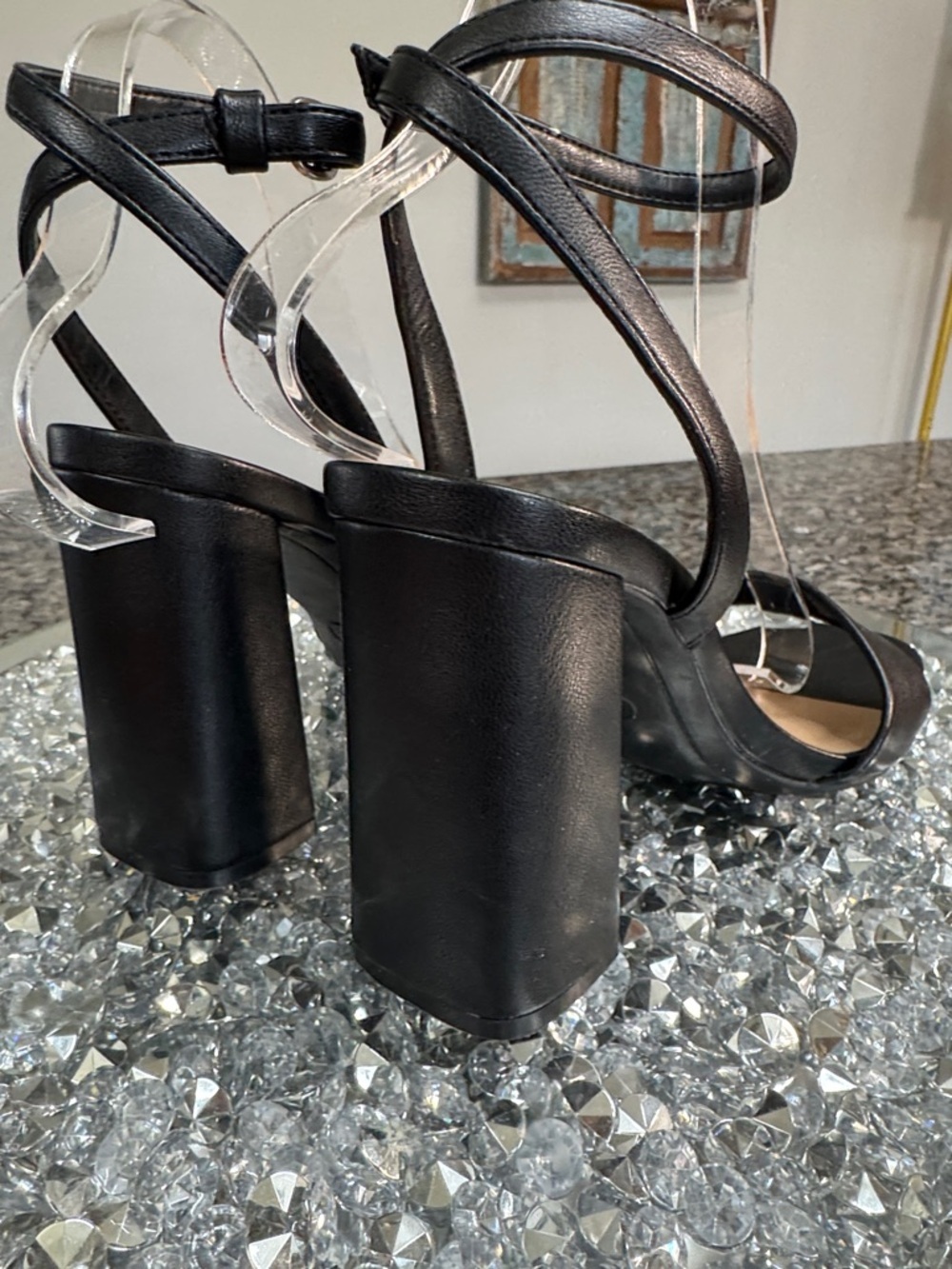 a new day Black Block Heel Strappy Sandals EUC 7 - Picture 9 of 13